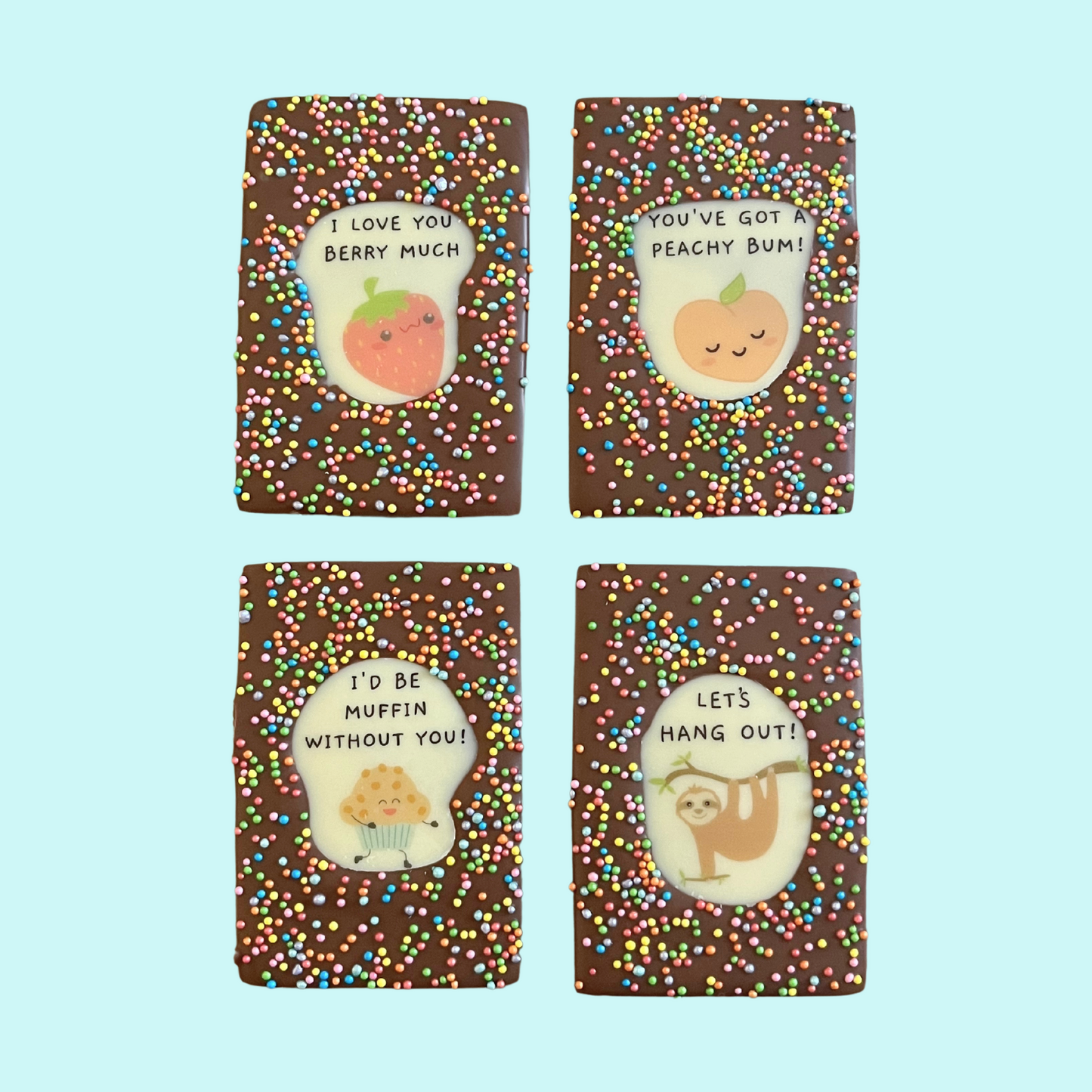 PunBars Mini Funny Edible Image Belgian Milk Chocolate Bars 24 designs