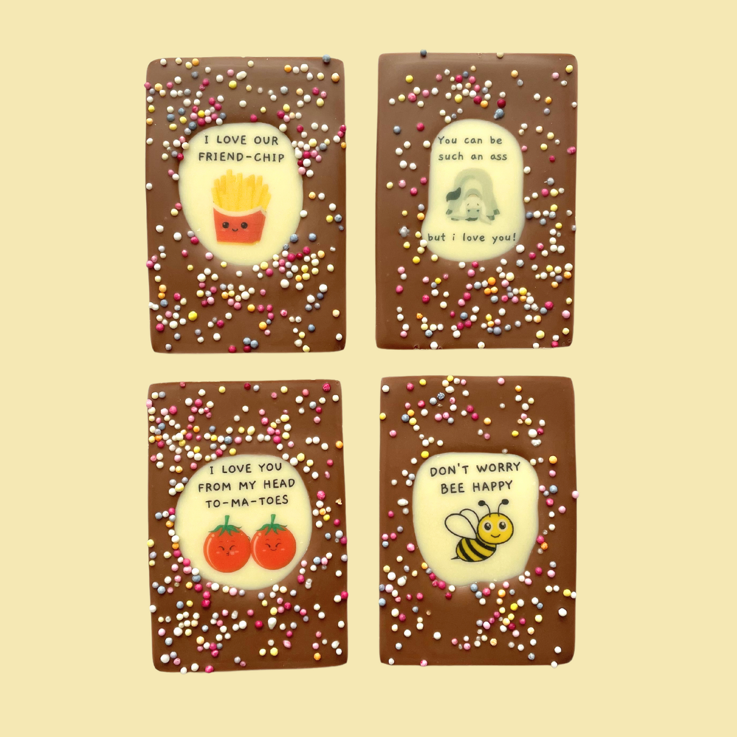 PunBars Mini Funny Edible Image Belgian Milk Chocolate Bars Collection 2