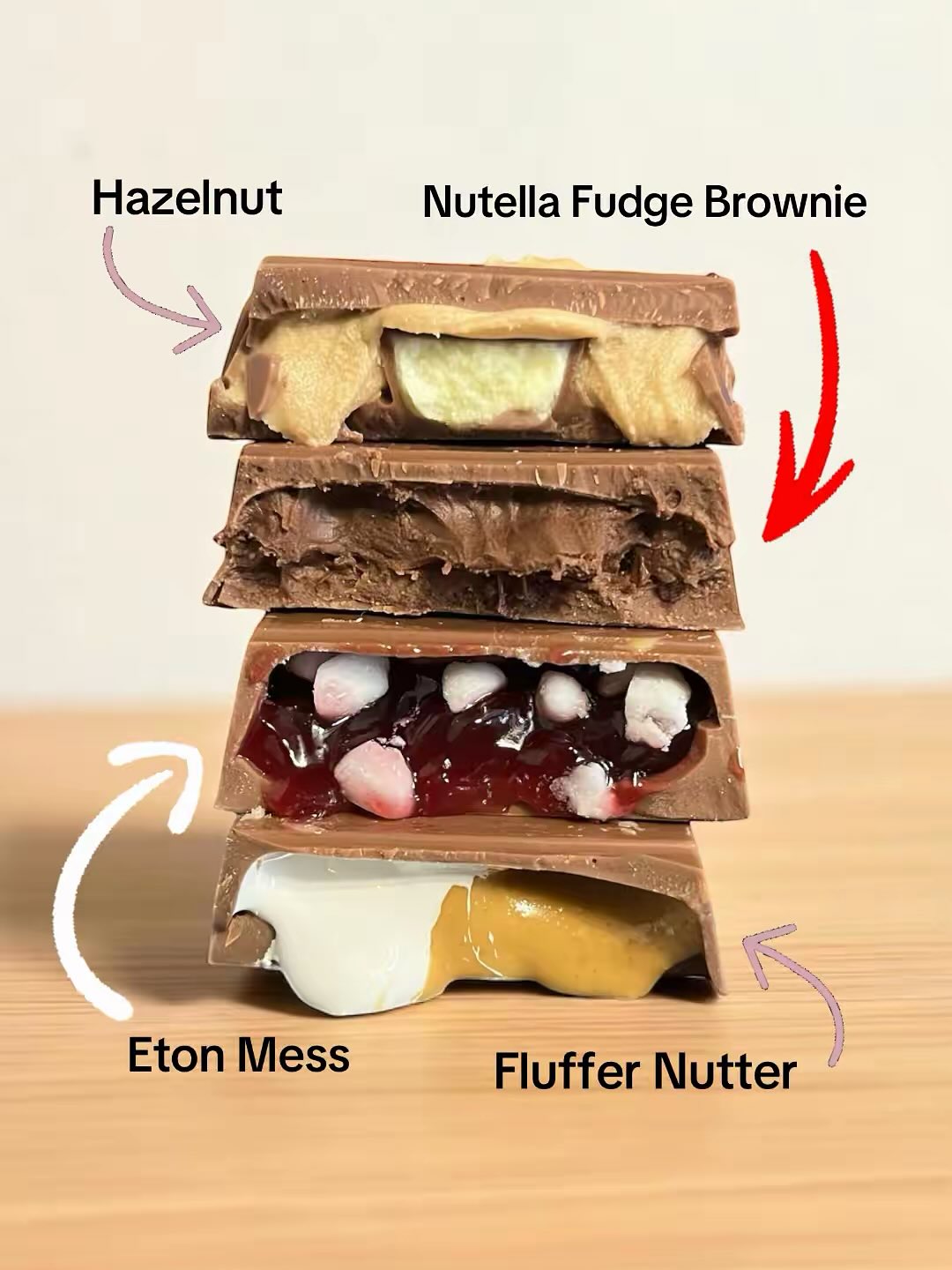 Stuffed Belgian Milk Chocolate Bars 100g - Hazelnut - Eton Mess - Fluffer Nutter - Nutella Fudge Brownie