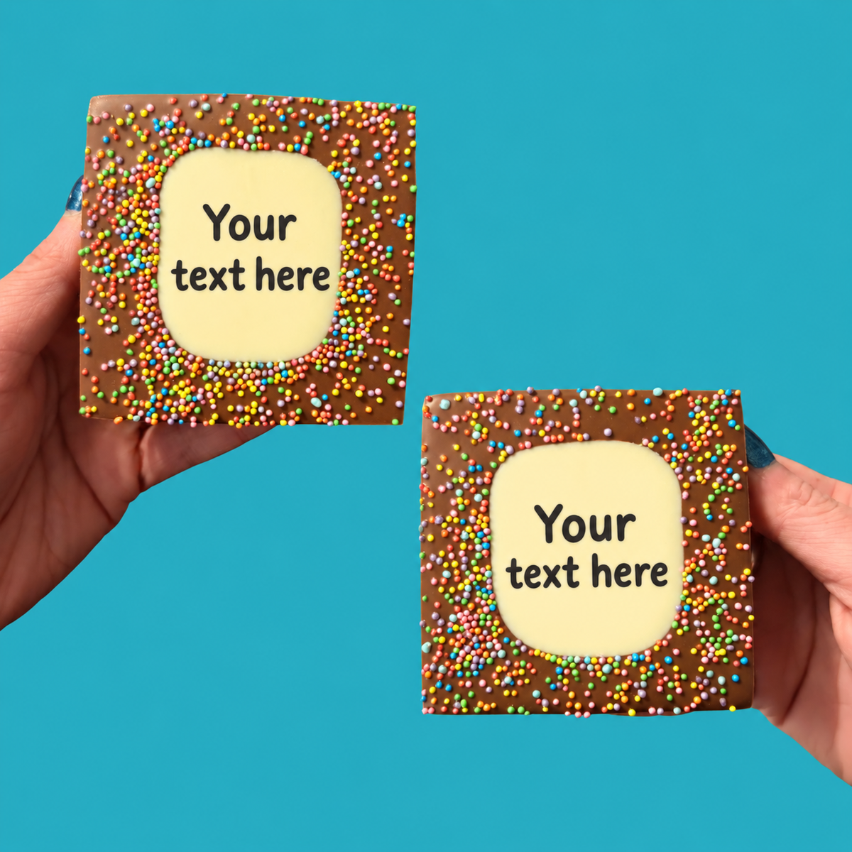 Personalised Small Square Belgian Milk Chocolate Bars Gift Boxed