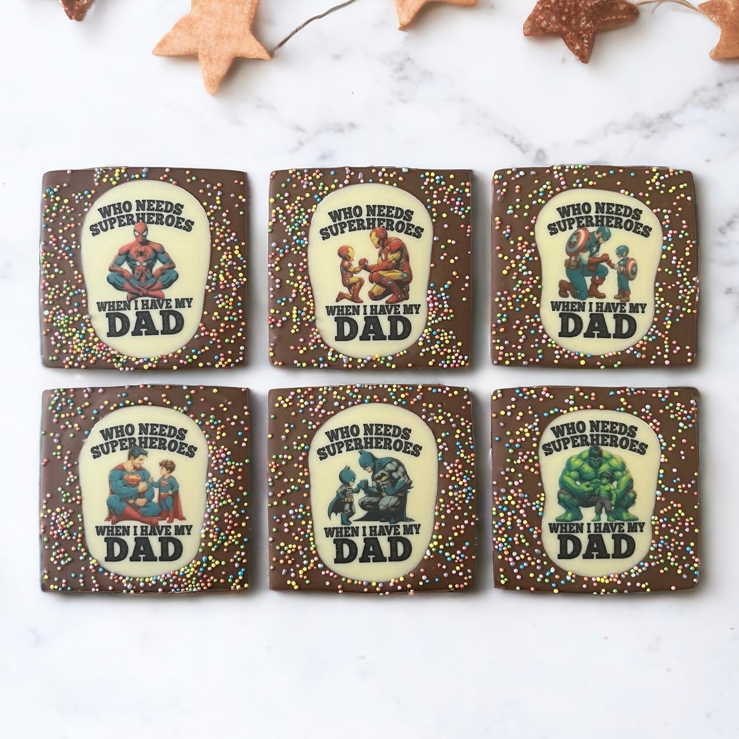 Mini Square Superhero Belgian Milk Chocolate Bar - Father's Day