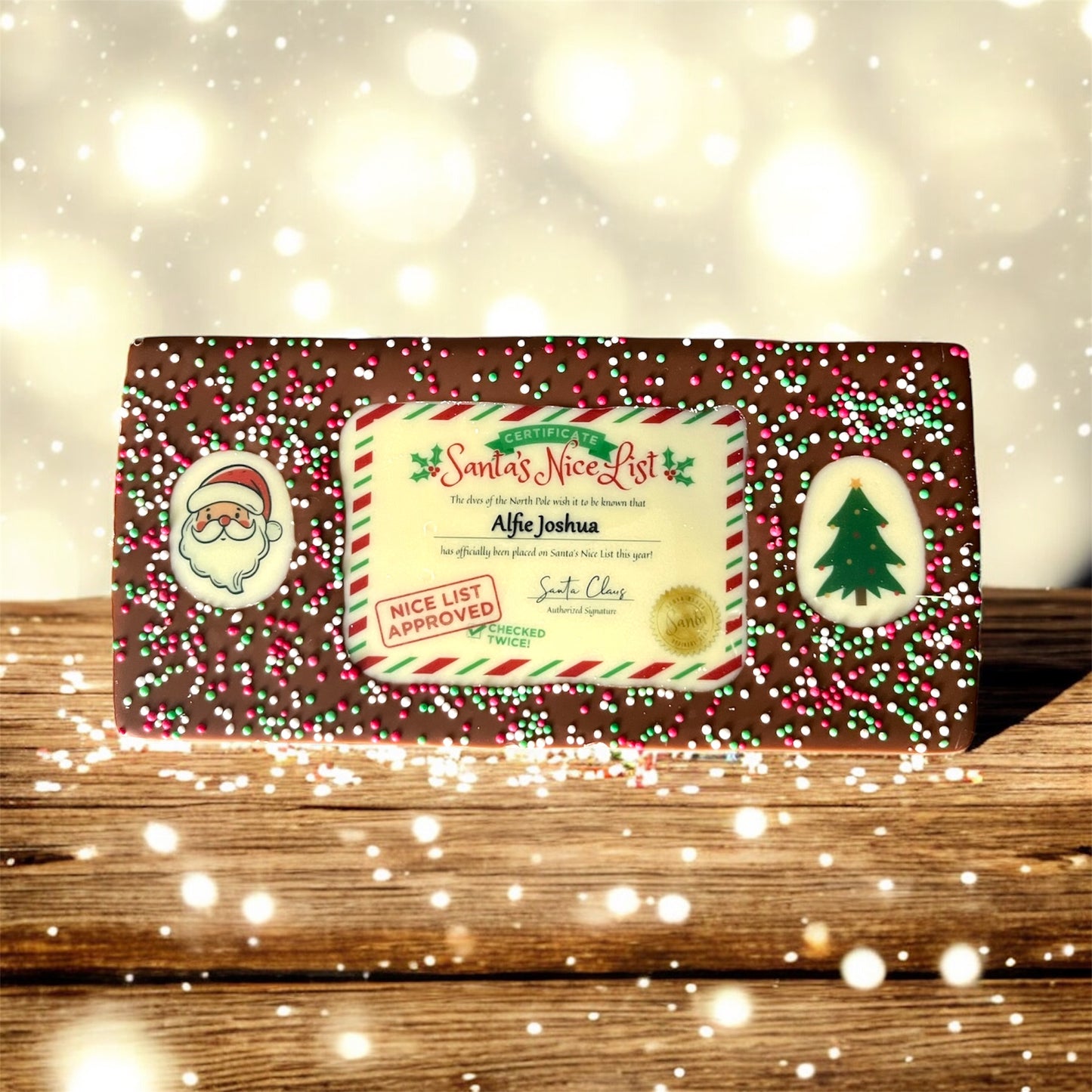 Personalised Santa's Nice List Certificate Bar & Gift Box