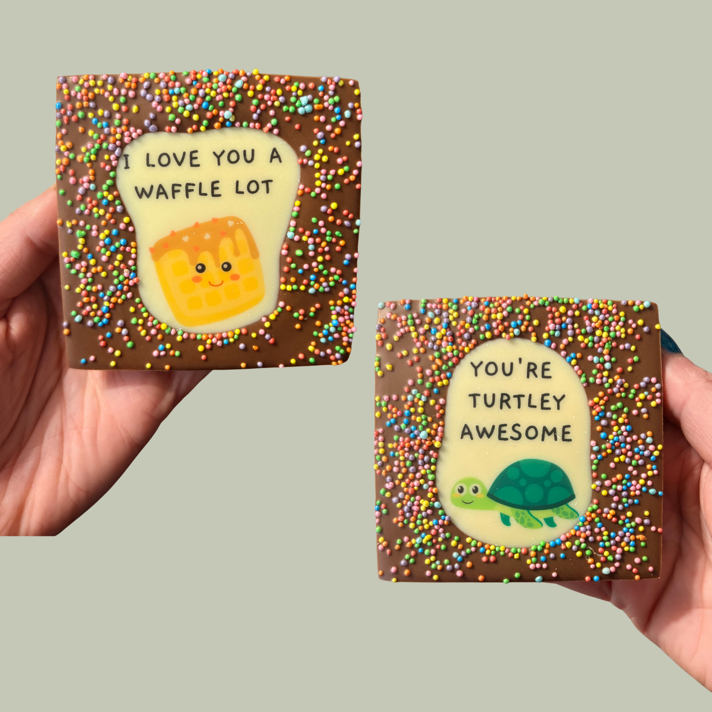 Small Square PunBarsFunny Edible Image Belgian Milk Chocolate Bars