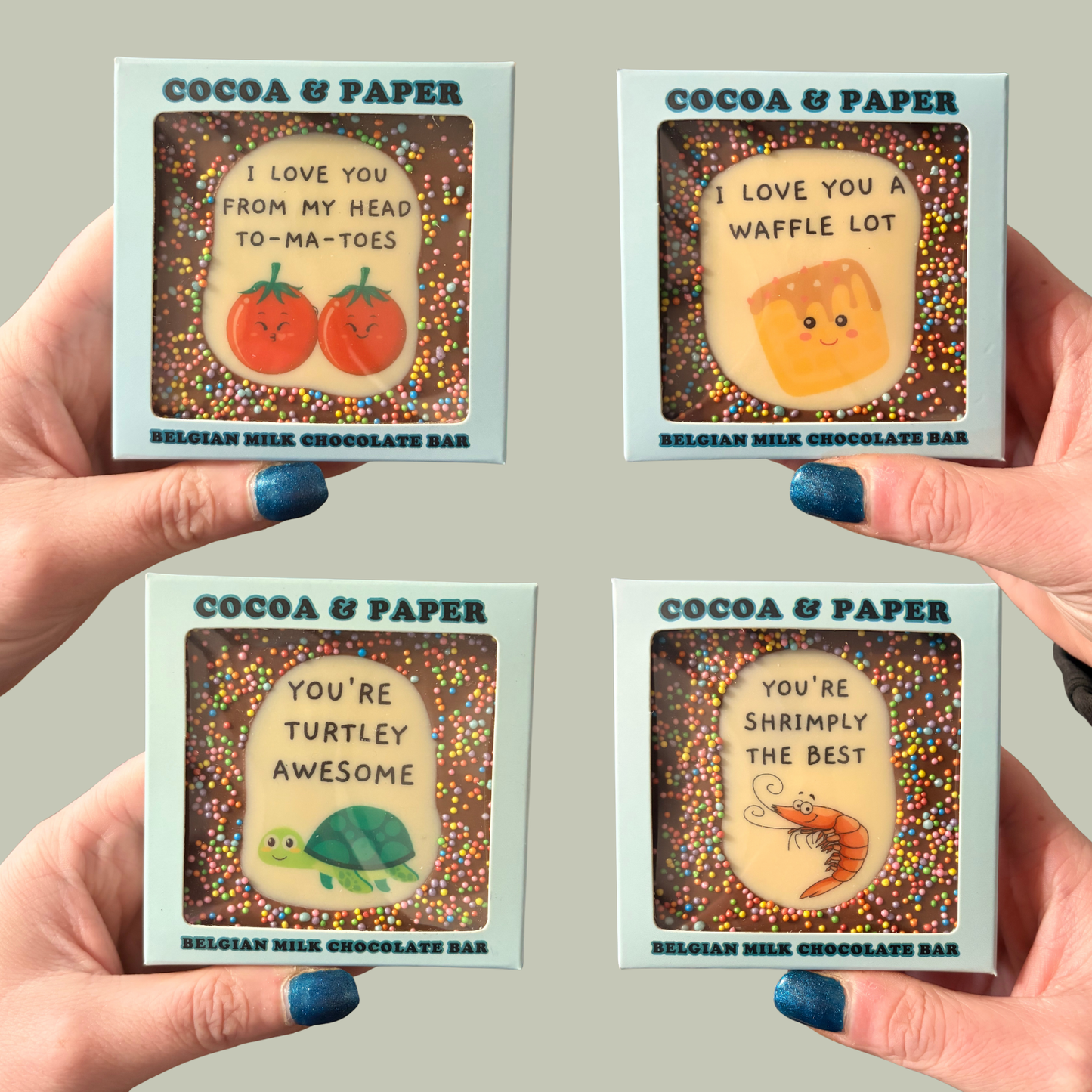 Small Square PunBarsFunny Edible Image Belgian Milk Chocolate Bars