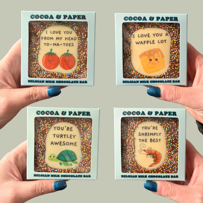 Small Square PunBarsFunny Edible Image Belgian Milk Chocolate Bars
