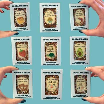 PunBars Mini Funny Edible Image Belgian Milk Chocolate Bars 24 designs