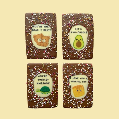 PunBars Mini Funny Edible Image Belgian Milk Chocolate Bars 24 designs