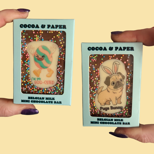 Easter Mini Pun Chocolate Bars 35g Gift Boxed 10 designs