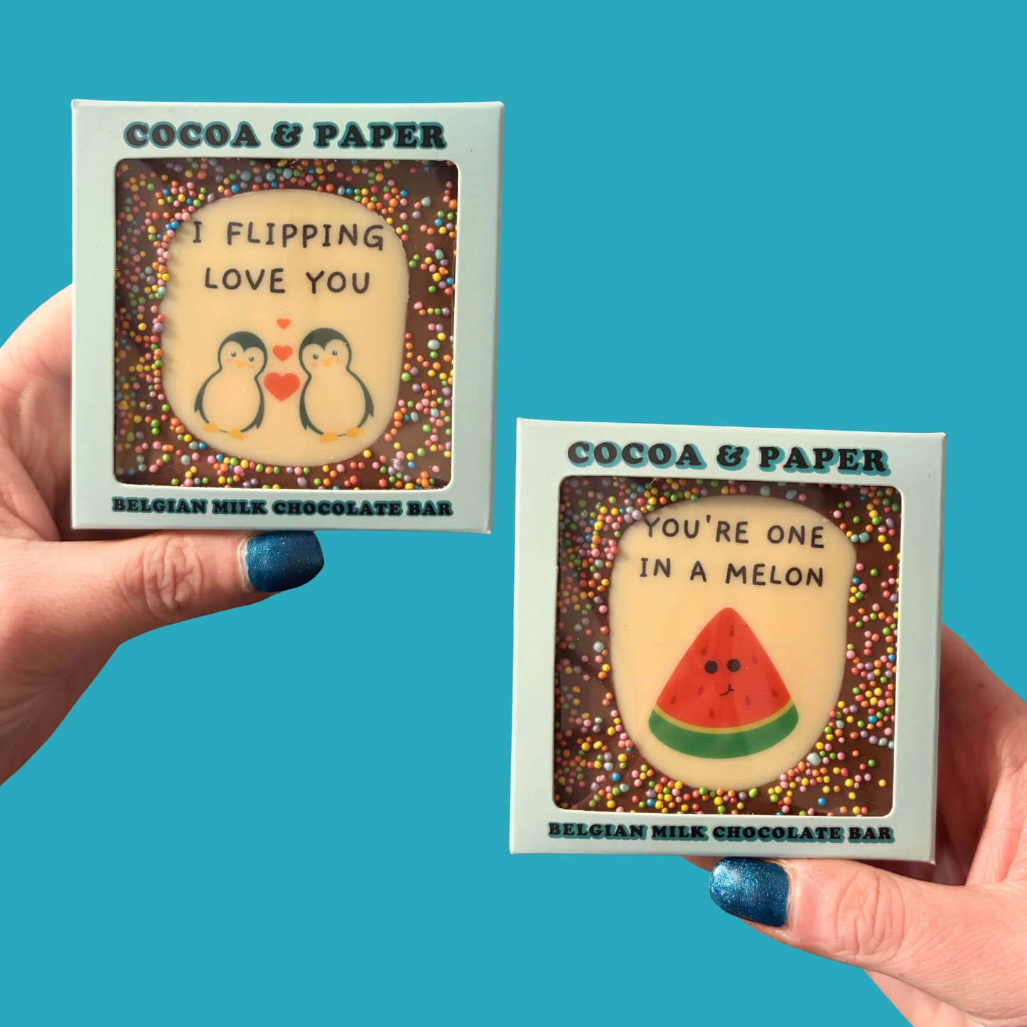 Small Square PunBarsFunny Edible Image Belgian Milk Chocolate Bars