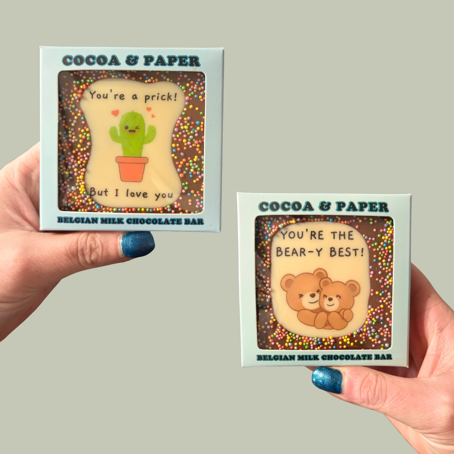 Small Square PunBarsFunny Edible Image Belgian Milk Chocolate Bars