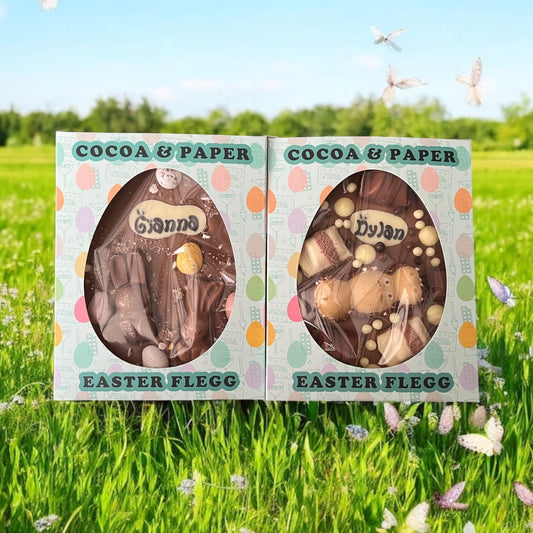 Personalised Easter Flegg in Gift Box - Flat Egg Belgian Milk Chocolate