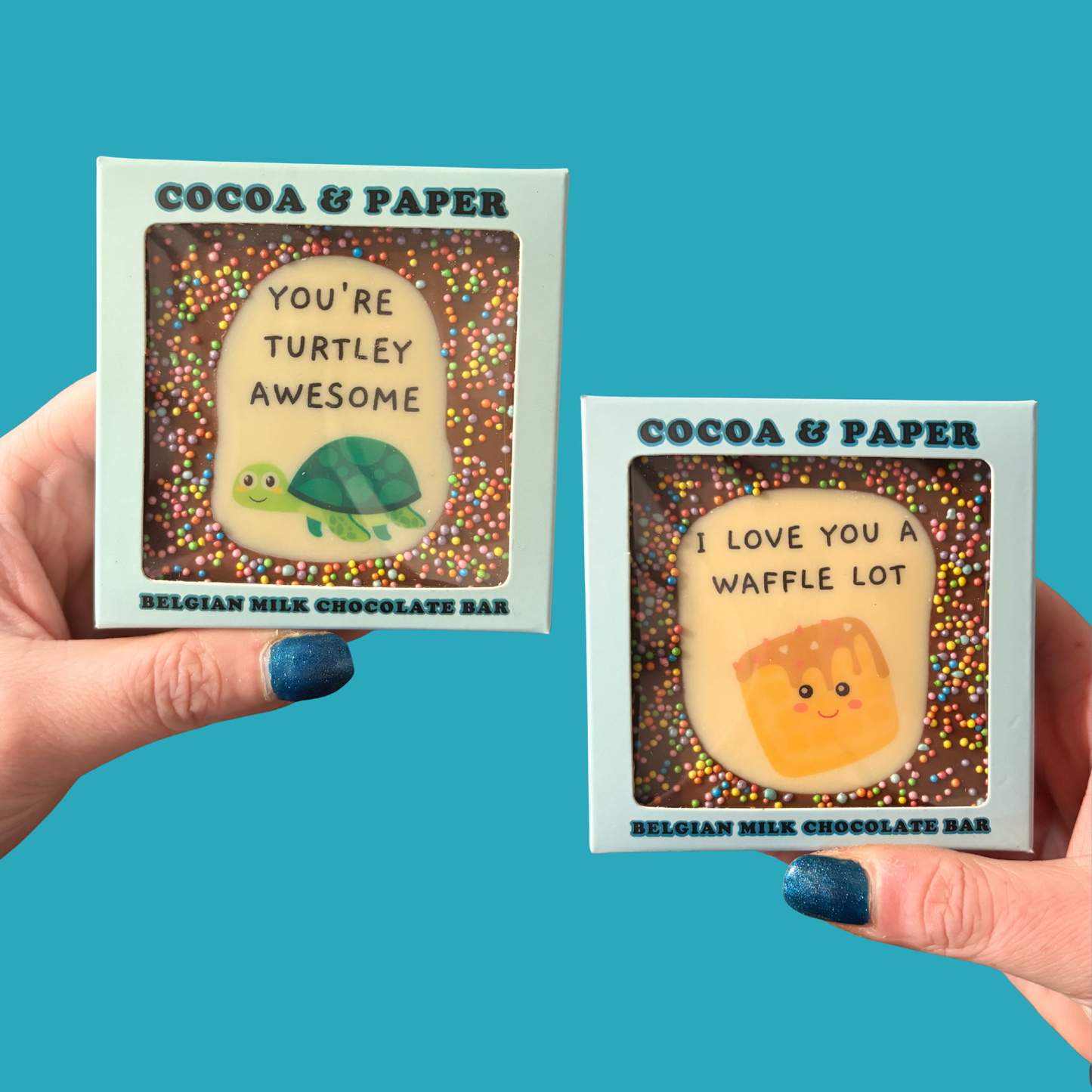 Small Square PunBarsFunny Edible Image Belgian Milk Chocolate Bars