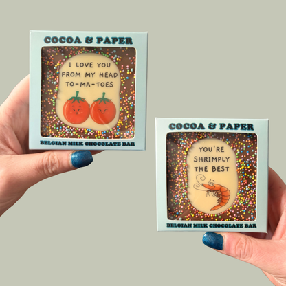 Small Square PunBarsFunny Edible Image Belgian Milk Chocolate Bars