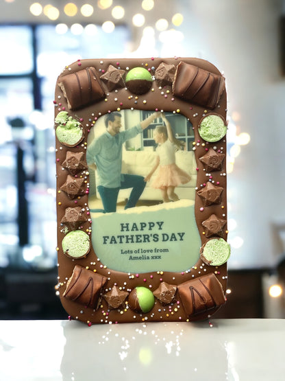 Happy Father's Day Personalised Edible Portrait Photo Chocolate Slab & Gift Box