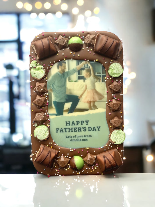 Happy Father's Day Personalised Edible Portrait Photo Chocolate Slab & Gift Box
