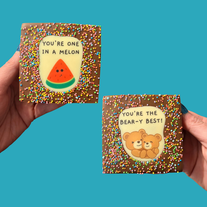 Small Square PunBarsFunny Edible Image Belgian Milk Chocolate Bars