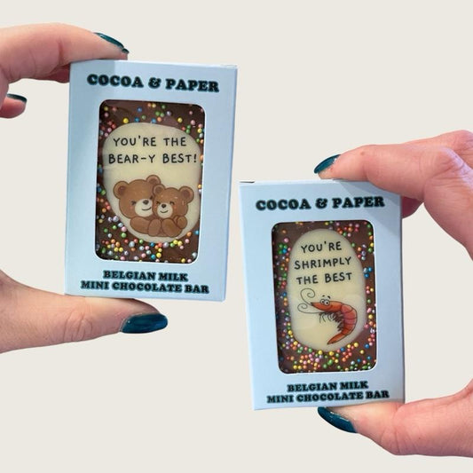 PunBars Mini Funny Edible Image Belgian Milk Chocolate Bars 24 designs