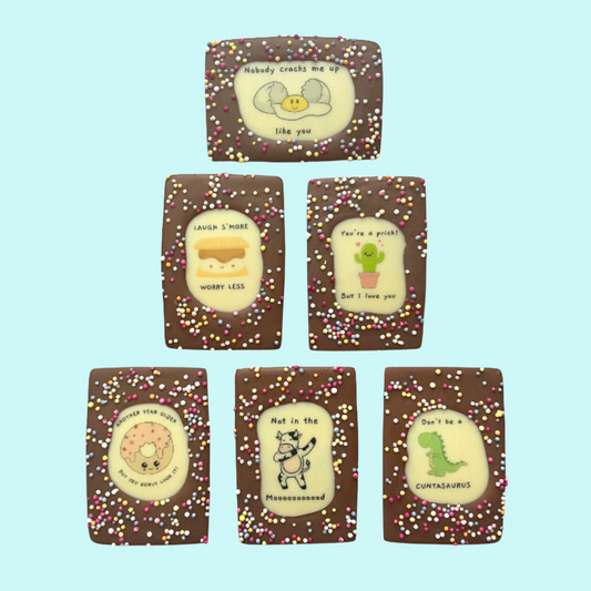 PunBars Mini Funny Edible Image Belgian Milk Chocolate Bars Collection 1