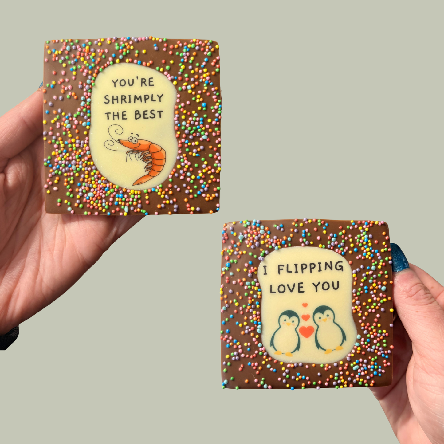 Small Square PunBarsFunny Edible Image Belgian Milk Chocolate Bars