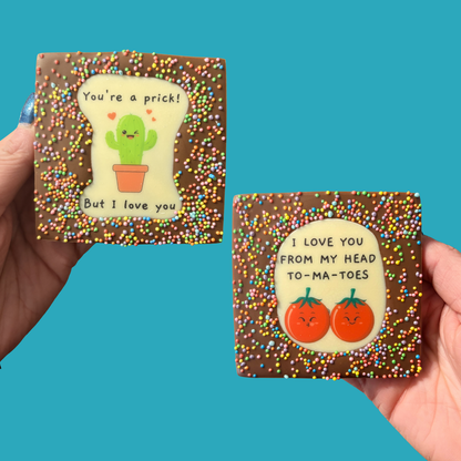 Small Square PunBarsFunny Edible Image Belgian Milk Chocolate Bars