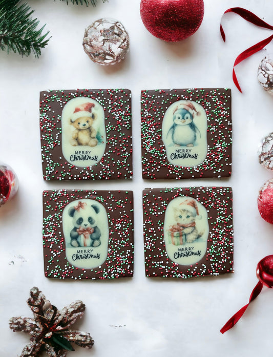Mini Square Cute Christmas Animals Chocolate Bar