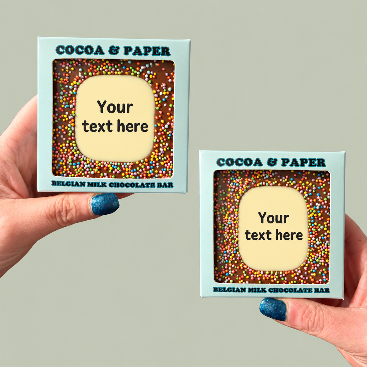 Personalised Small Square Belgian Milk Chocolate Bars Gift Boxed