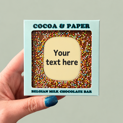 Personalised Small Square Belgian Milk Chocolate Bars Gift Boxed