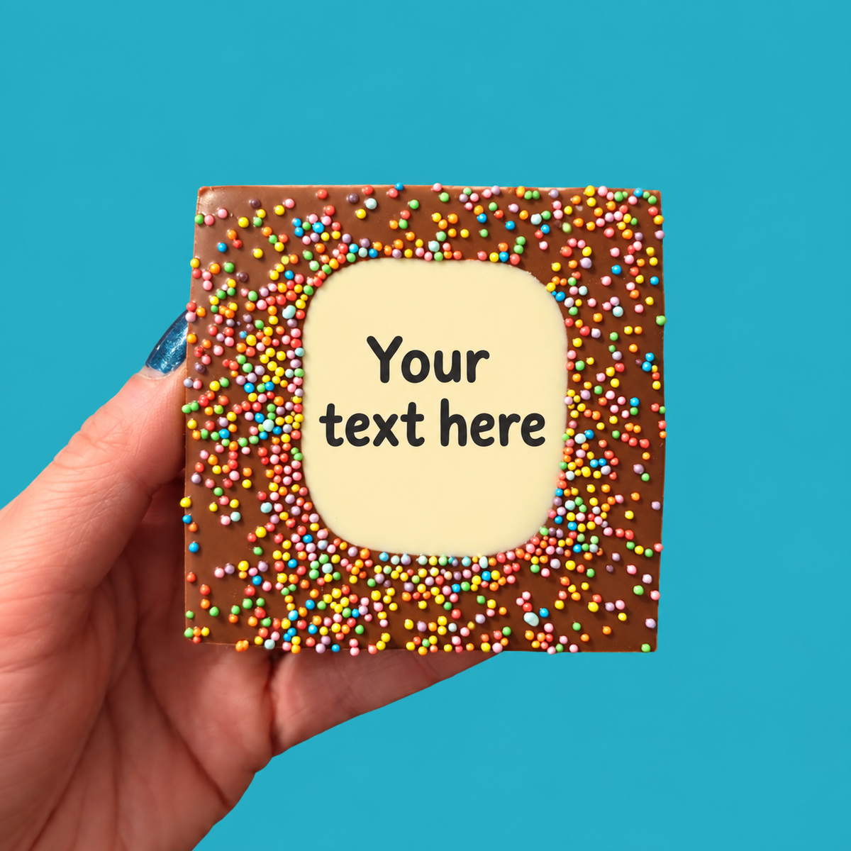 Personalised Small Square Belgian Milk Chocolate Bars Gift Boxed