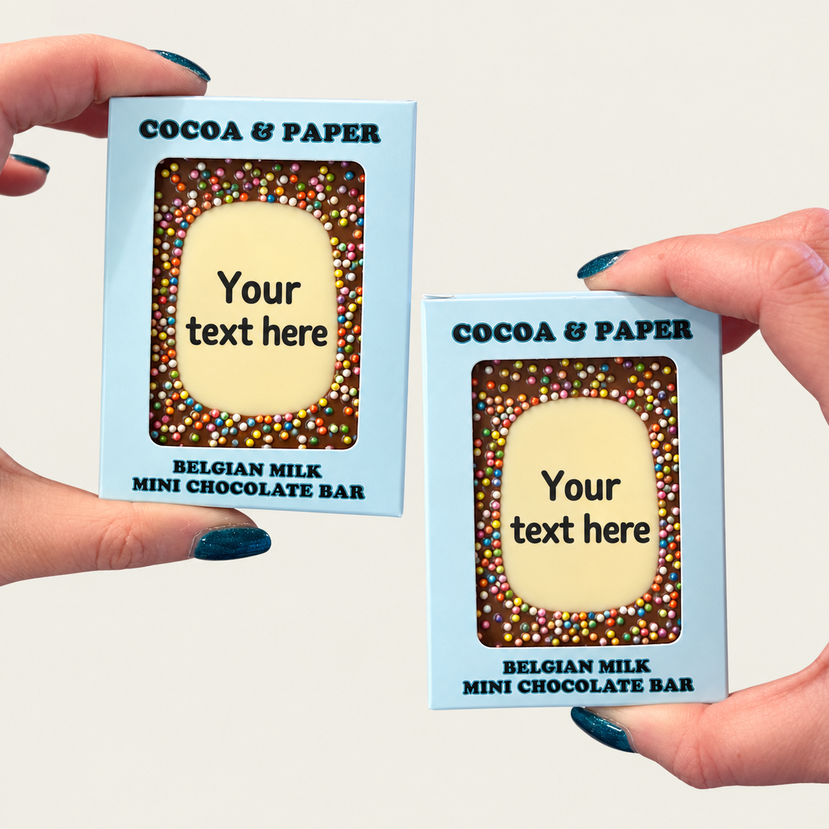 Personalised Text Mini Belgian Chocolate Bars - Letterbox Friendly