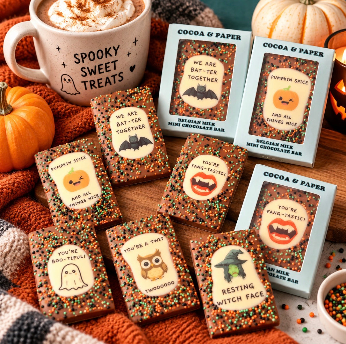 Halloween Mini Pun Belgian Milk Chocolate Bars