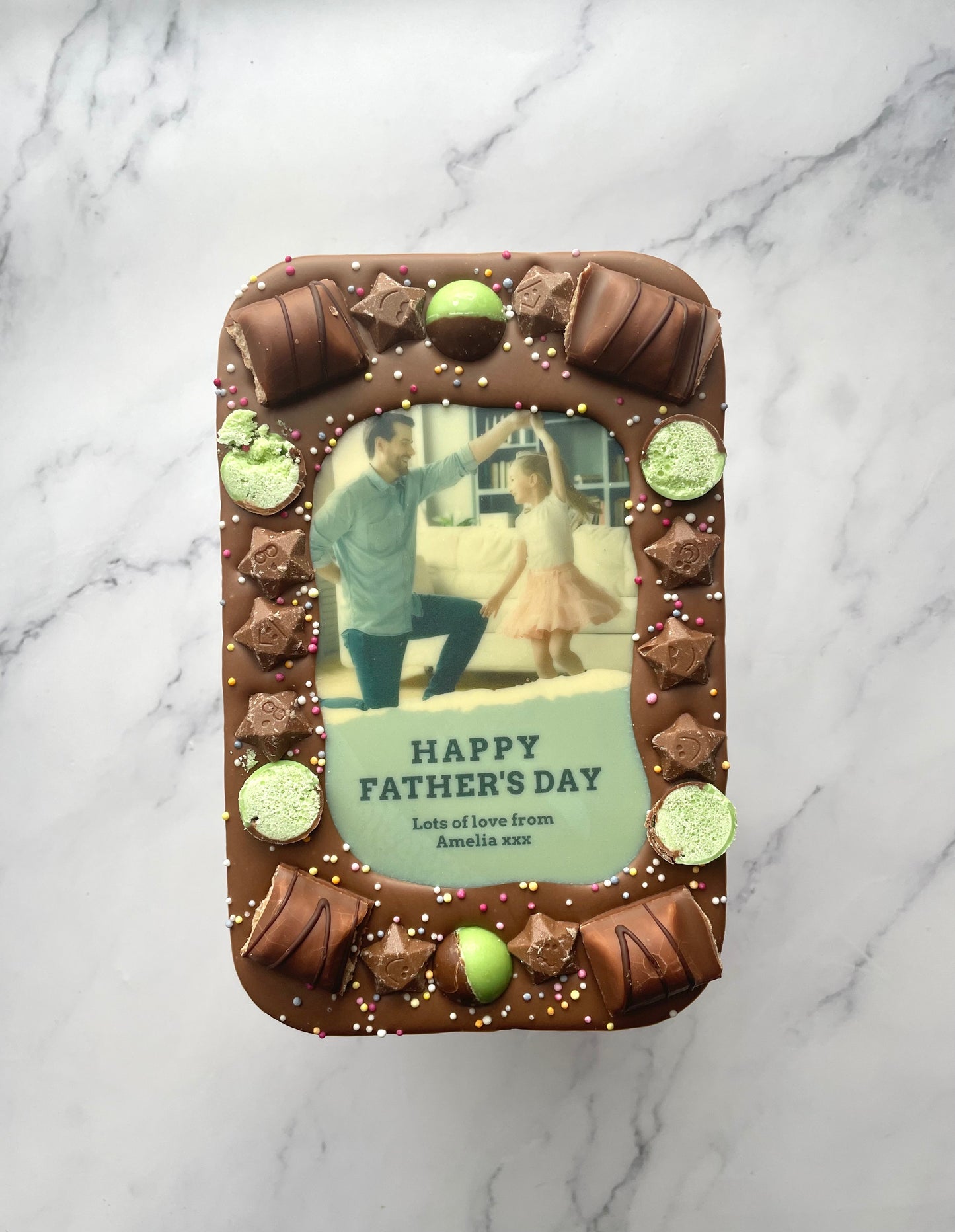 Happy Father's Day Personalised Edible Portrait Photo Chocolate Slab & Gift Box