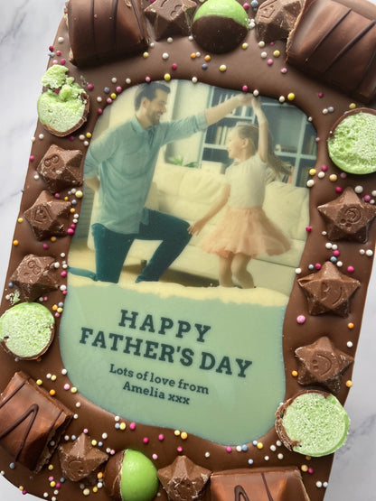 Happy Father's Day Personalised Edible Portrait Photo Chocolate Slab & Gift Box