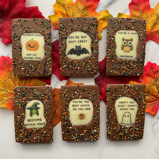 Halloween Mini Pun Chocolate Bars