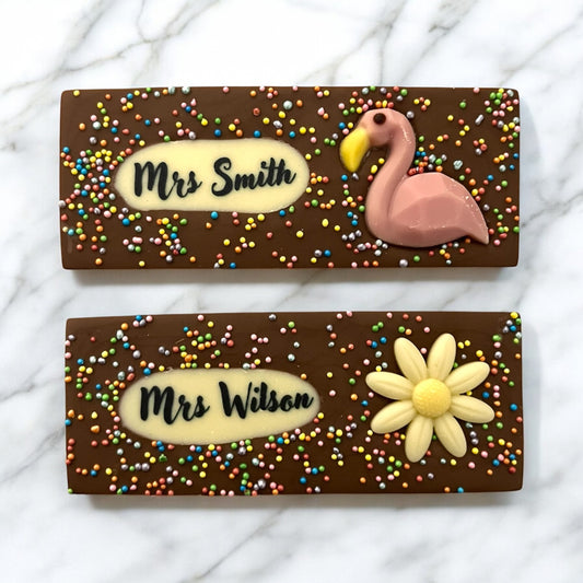 Mini Personalised Teacher Chocolate Bar With Chocolate Motif