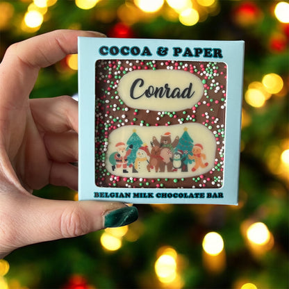 Personalised Christmas Square Bars Gift Boxed 60g