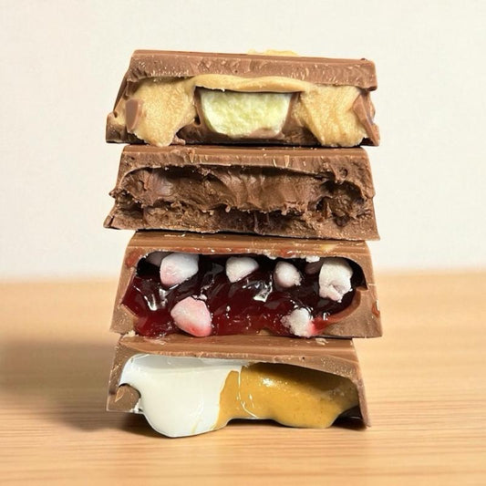 Stuffed Belgian Milk Chocolate Bars 100g - Hazelnut - Eton Mess - Fluffer Nutter - Nutella Fudge Brownie