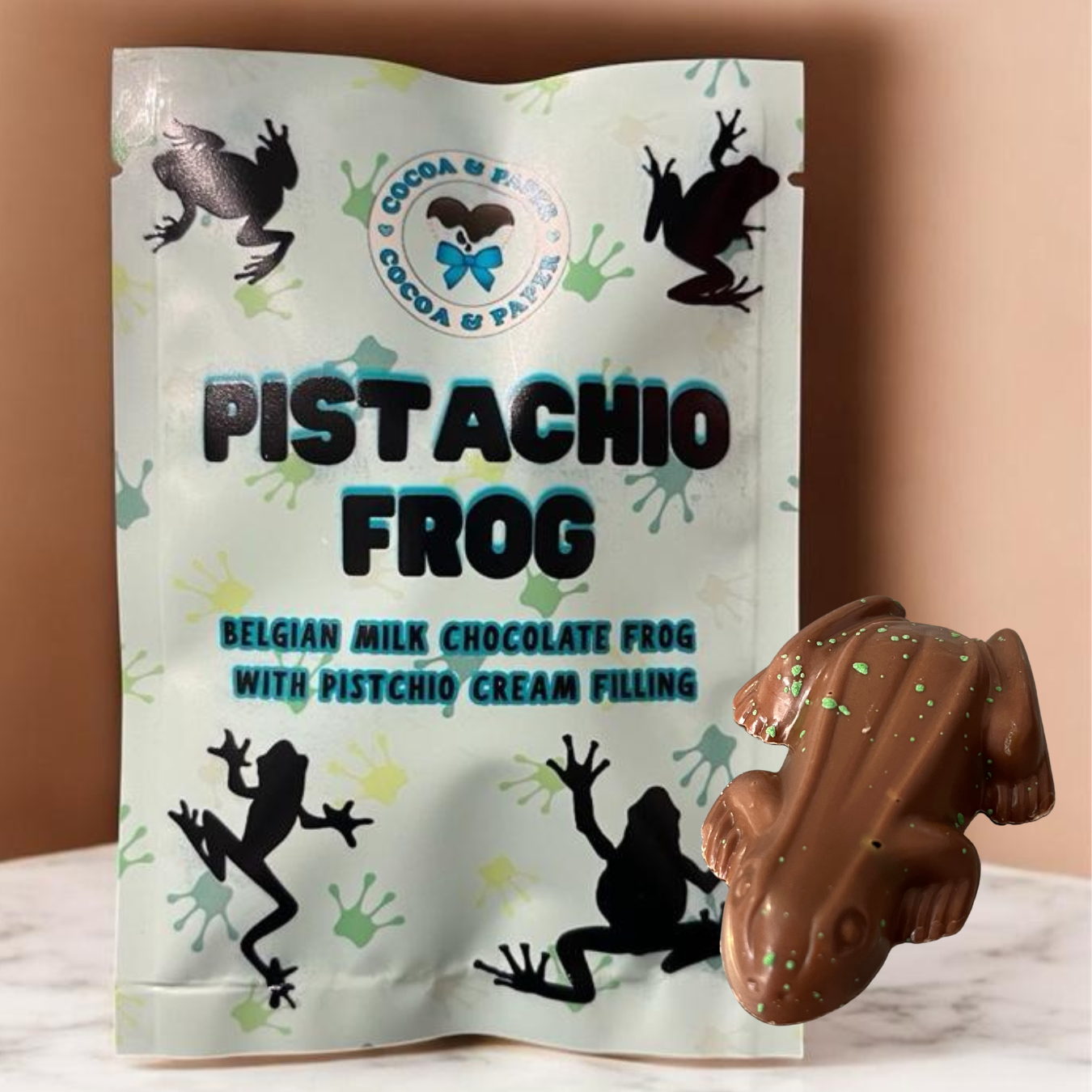 Pistachio Filled Belgian Milk Chocolate Frog 20g