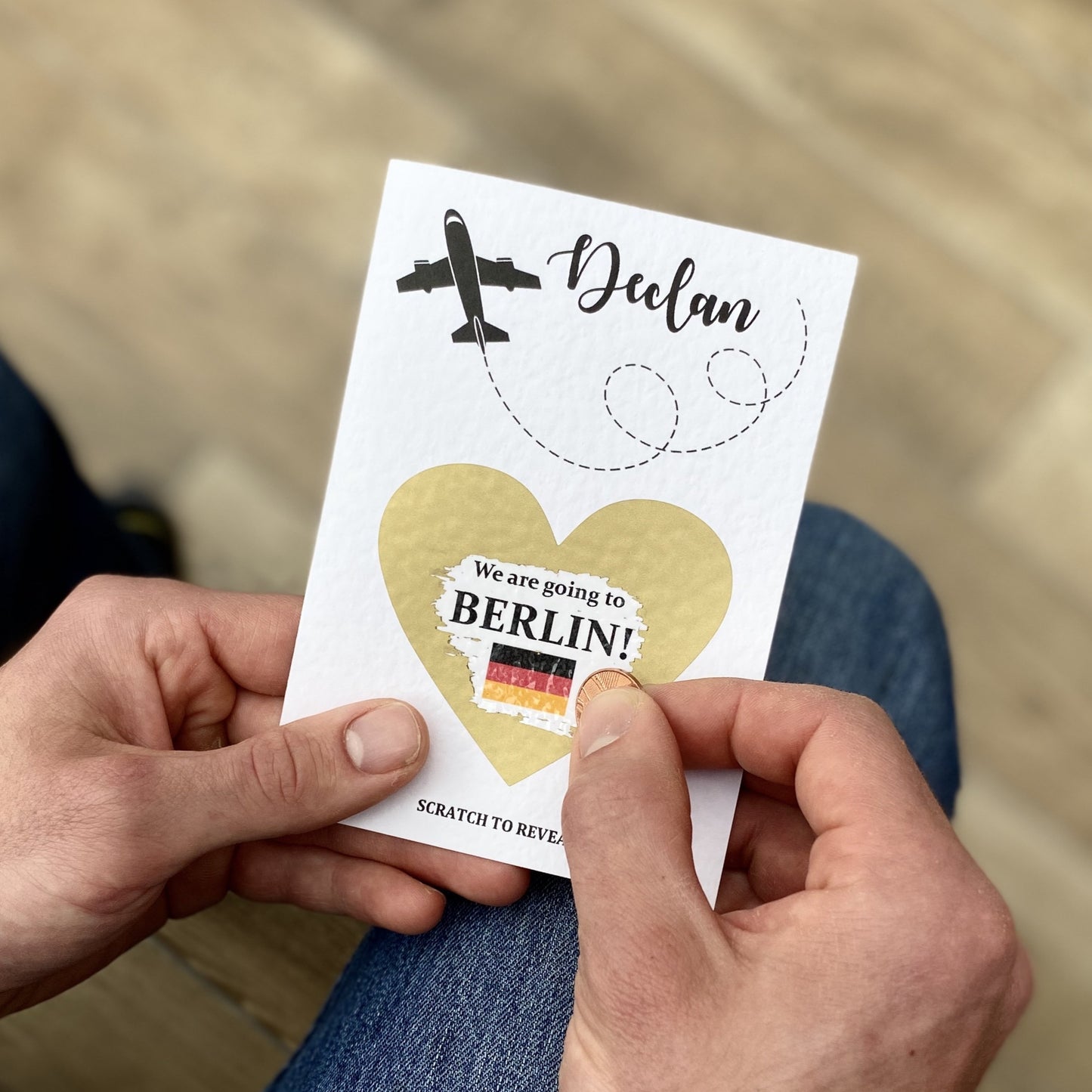 Personalised Holiday Destination Announcement Scratch Reveal Greeting Card