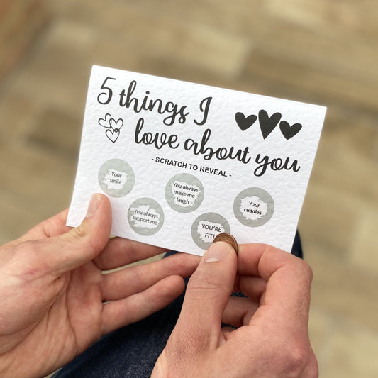 5 Things I Love About You Scratch Reveal Greeting Card
