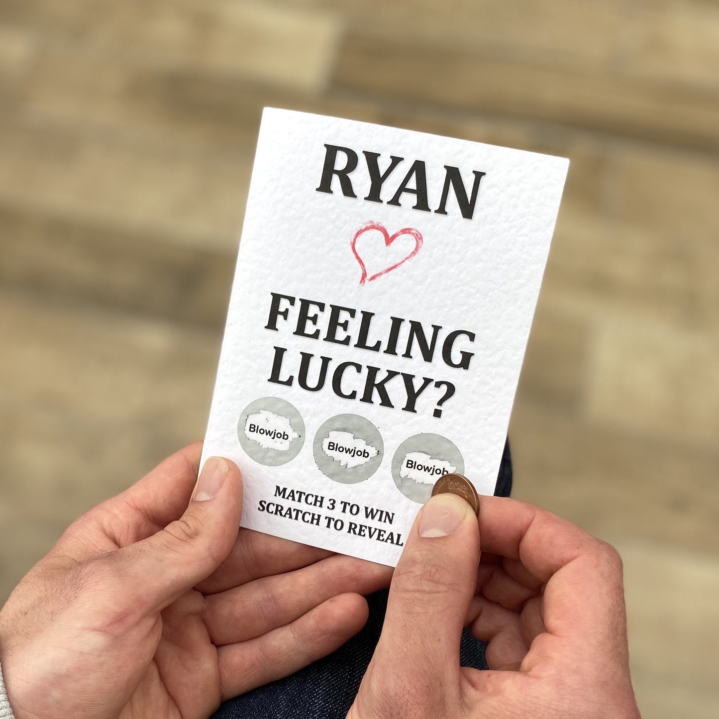 Personalised Rude Feeling Lucky Scratch Reveal Greeting Card