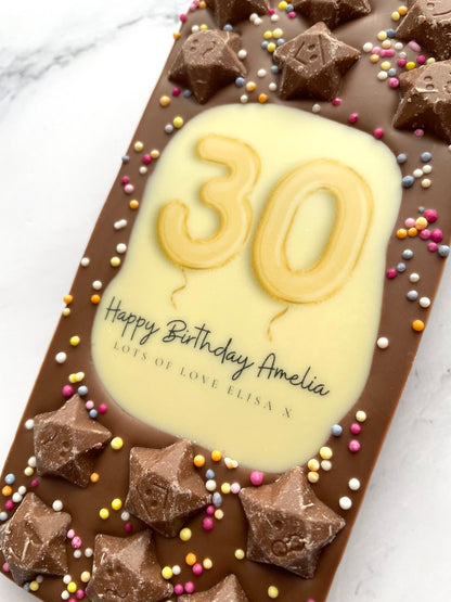Personalised Birthday Age Balloon Medium Chocolate Bar