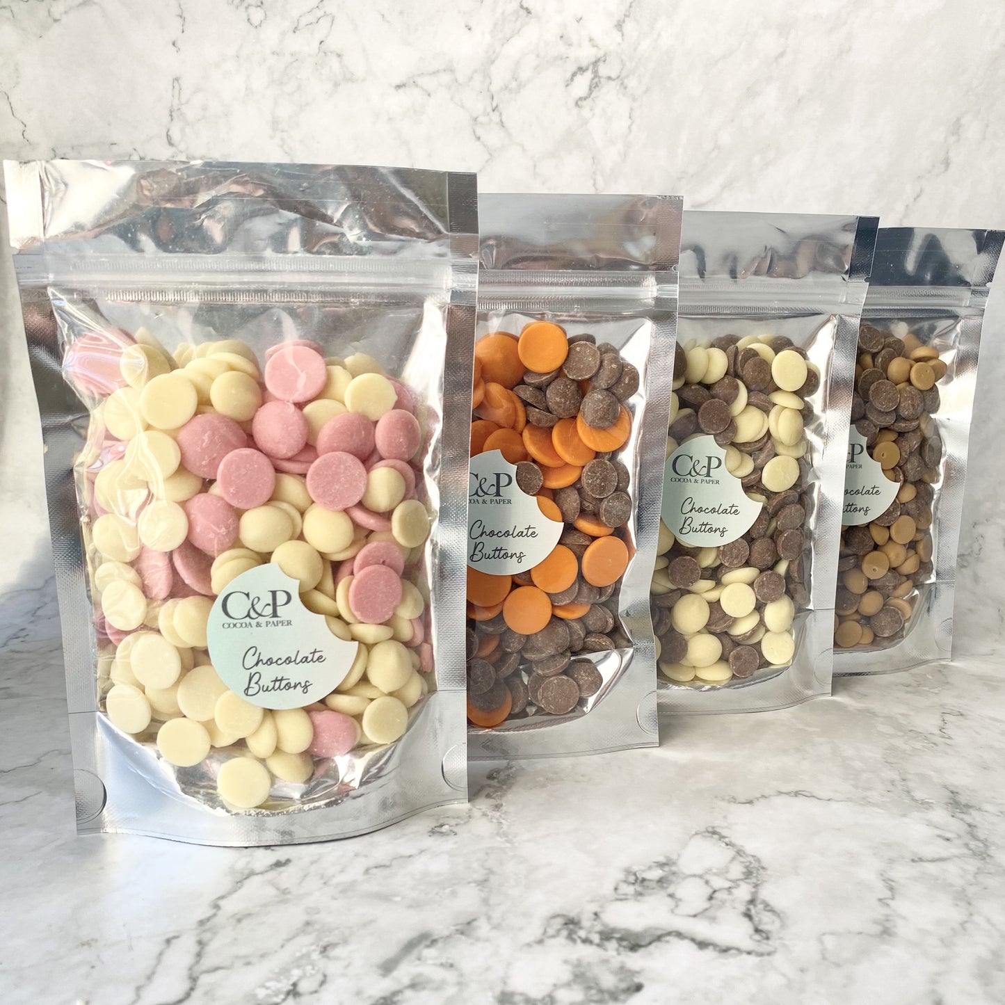 150g Belgian Chocolate Button Pouches