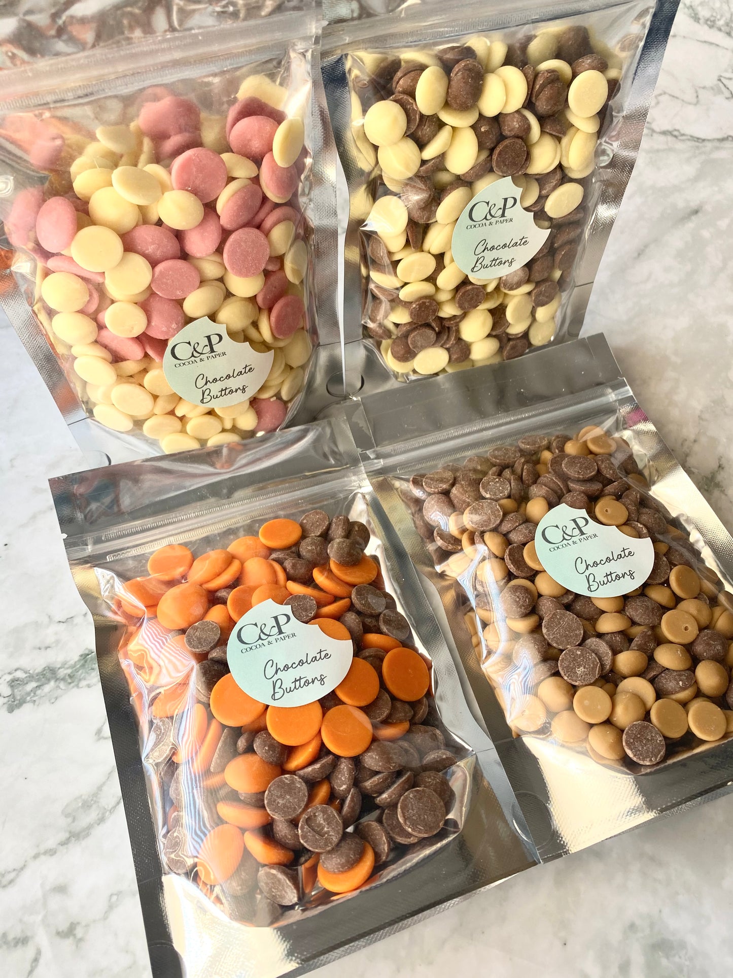 150g Belgian Chocolate Button Pouches