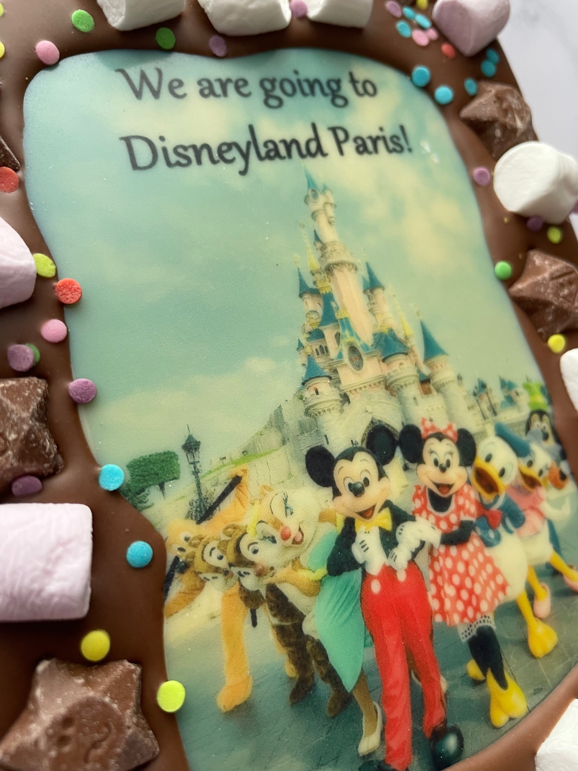 EDIBLE PHOTO CHOCOLATE SLAB DISNEYLAND PARIS REVEAL